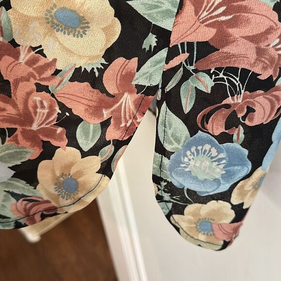 Vintage 70s The Branch Floral Knit Polyester Tunic Top with 3/4 Sleeves - Picture 6 of 9